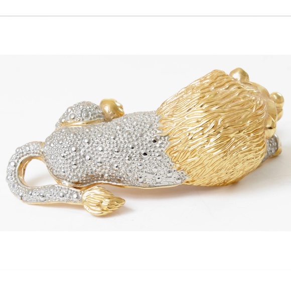 Roaring Lion Brooch Large Figural Shoulder Pin Vintage Rare Cat Lover - Picture 4 of 8